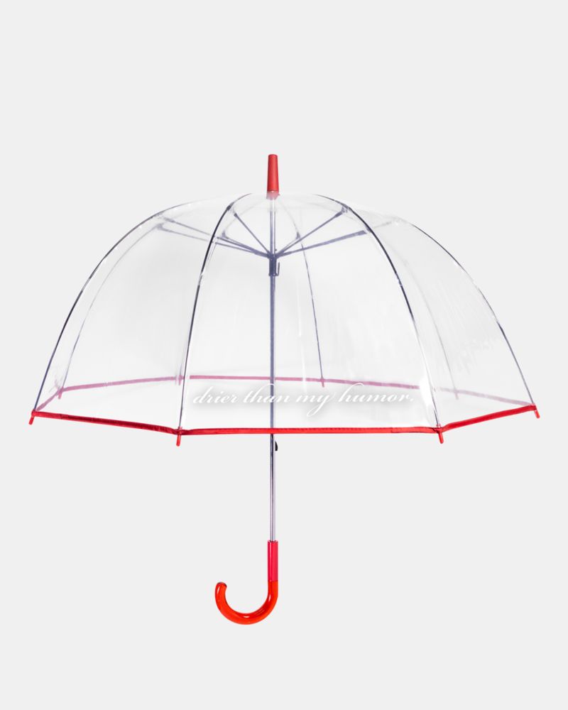Kate Spade,Drier Than My Humor Clear Umbrella,Clear
