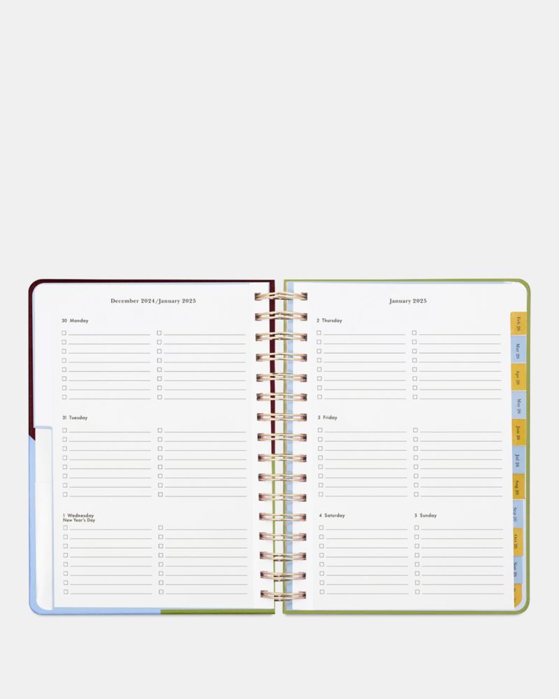 Kate Spade,Book Club Rest & Relaxation 2026 12-month Large Planner,Planner,Rubber,Paper,Metal Material,Cardboard,Words,Gra...,Multi Color