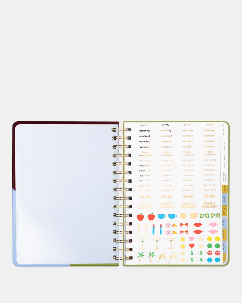 Kate Spade,Book Club Rest & Relaxation 2026 12-month Large Planner,Planner,Rubber,Paper,Metal Material,Cardboard,Words,Gra...,Multi Color