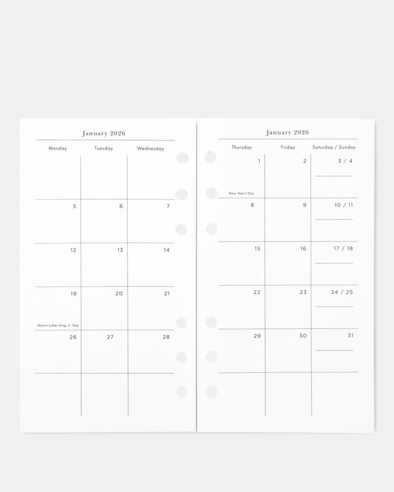 Kate Spade,Downtown Stripe 2026 Personal Bookblock Calendar Refill,