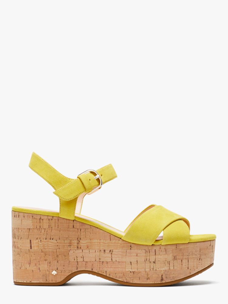 Kate Spade,jasper platform wedges,sandals,60%,Yellow Sesame