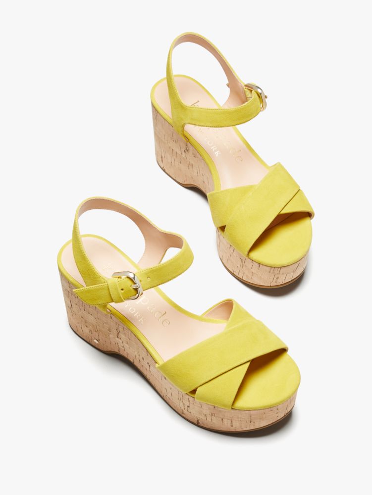 Kate Spade,jasper platform wedges,sandals,60%,Yellow Sesame