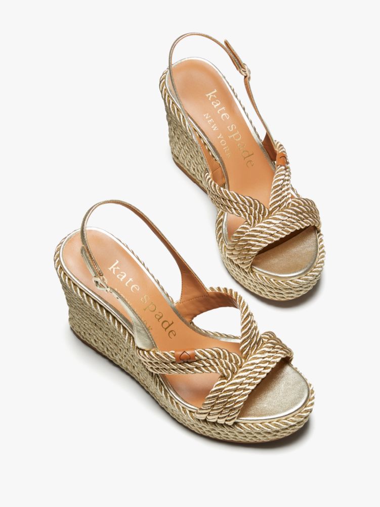 Kate Spade,Tahiti Espadrille Wedges,sandals,Evening,Pale Gold