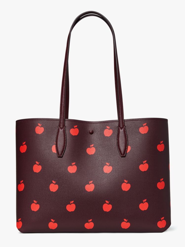 Kate Spade Ella Large Orchard Toss Apple Embroidered Shoulder Bag Tote Black