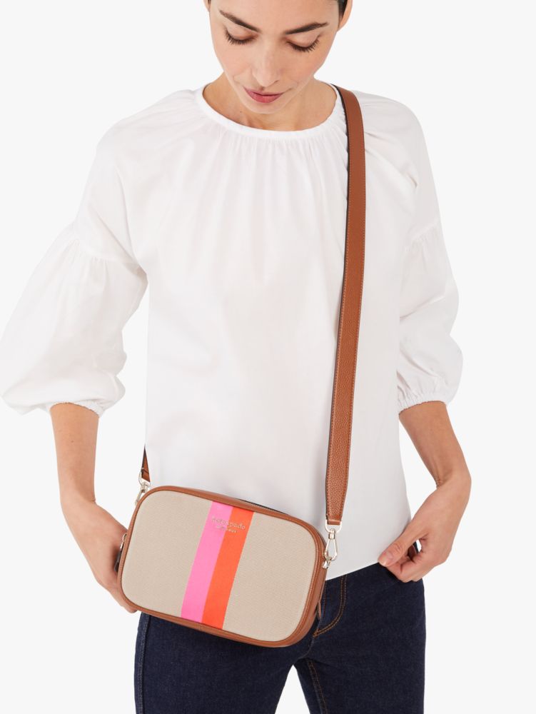Astrid Striped Canvas Medium Crossbody, , Product