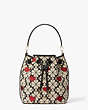 Kate Spade,spade flower jacquard hearts medium bucket bag,shoulder bags,Medium,Black Multi