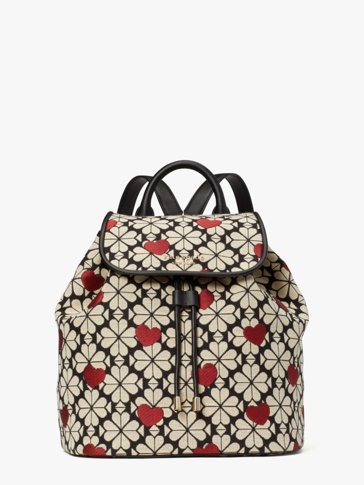 Spade Flower Jacquard Stripe Sinch Medium Flap Backpack