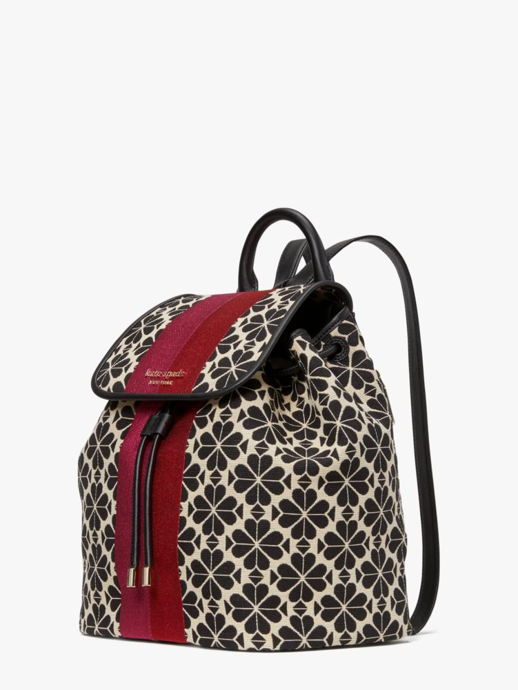 Kate Spade,スペード フラワー ジャカード ストライプ シンチ ミディアム フラップ バックパック,バッグ,クリームマルチ