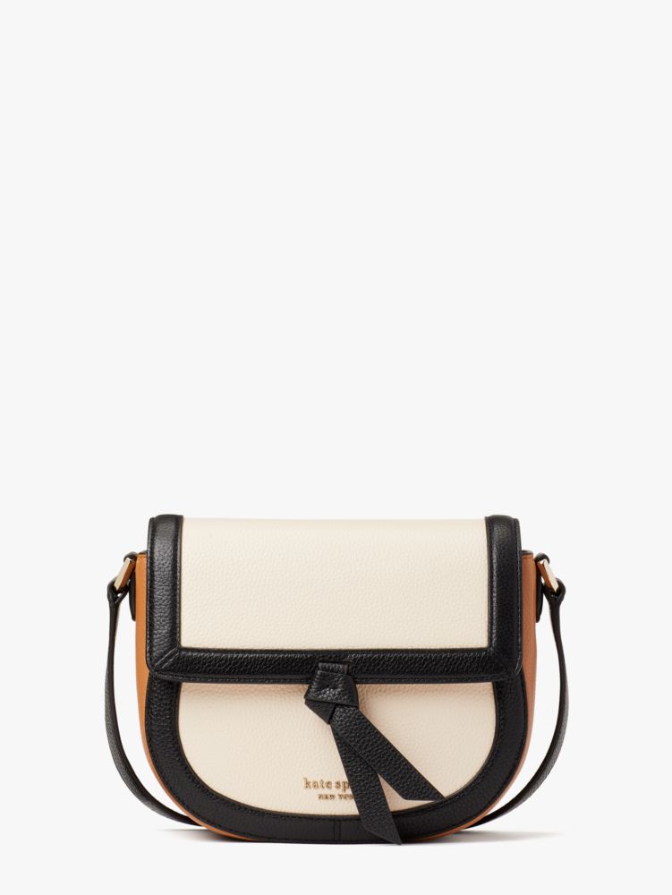 kate spade Knott Pebbled Leather Flap Crossbody Milk Glass