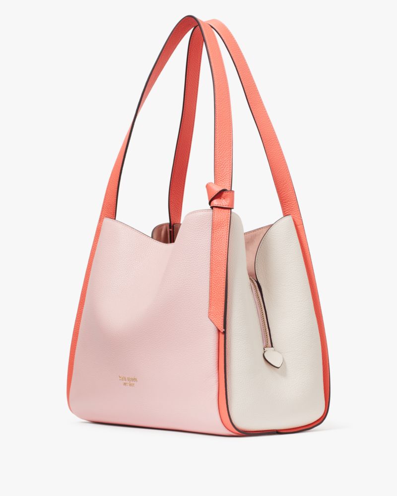 Kate Spade,knott colorblocked large shoulder bag,shoulder bags,Large,Crepe Pink Multi