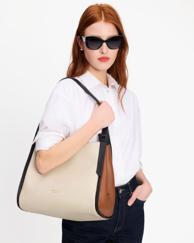 Kate Spade,Knott Colorblocked Large Shoulder Bag,shoulder bags,Large,Casual,Allspice Cake/Milk Glass