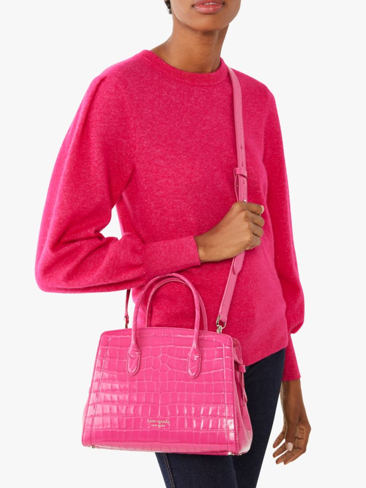 kate spade, Bags, Kate Spade Croc Embossed Small Staci Satchel In Festive  Pink