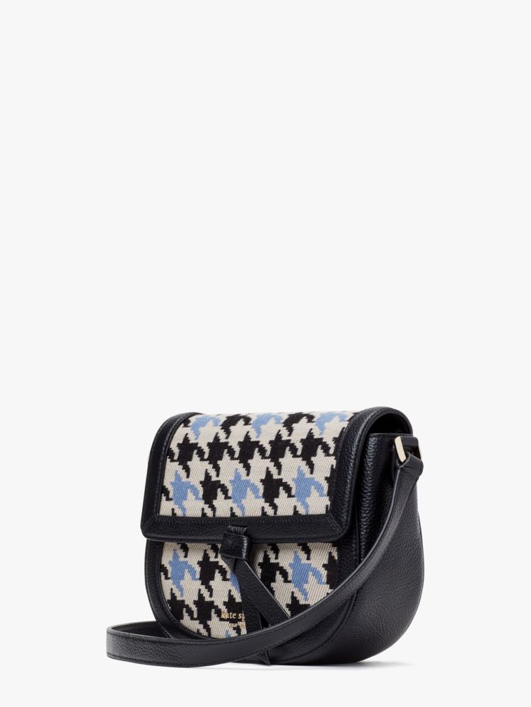Kate Spade,knott houndstooth medium saddle crossbody,crossbody bags,Medium,