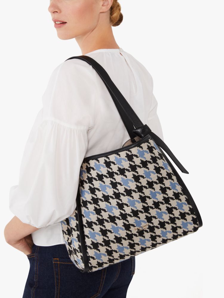 Kate Spade Houndstooth-pattern Shoulder Bag in Black