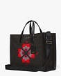 Kate Spade,manhattan spade motif jacquard large tote,tote bags,Large,Black Multi