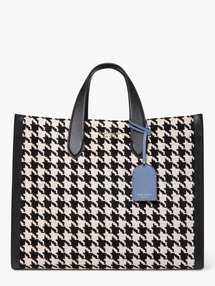 Kate Spade New York Bleeker Painterly Houndstooth Printed Tote Bag - Black Multi