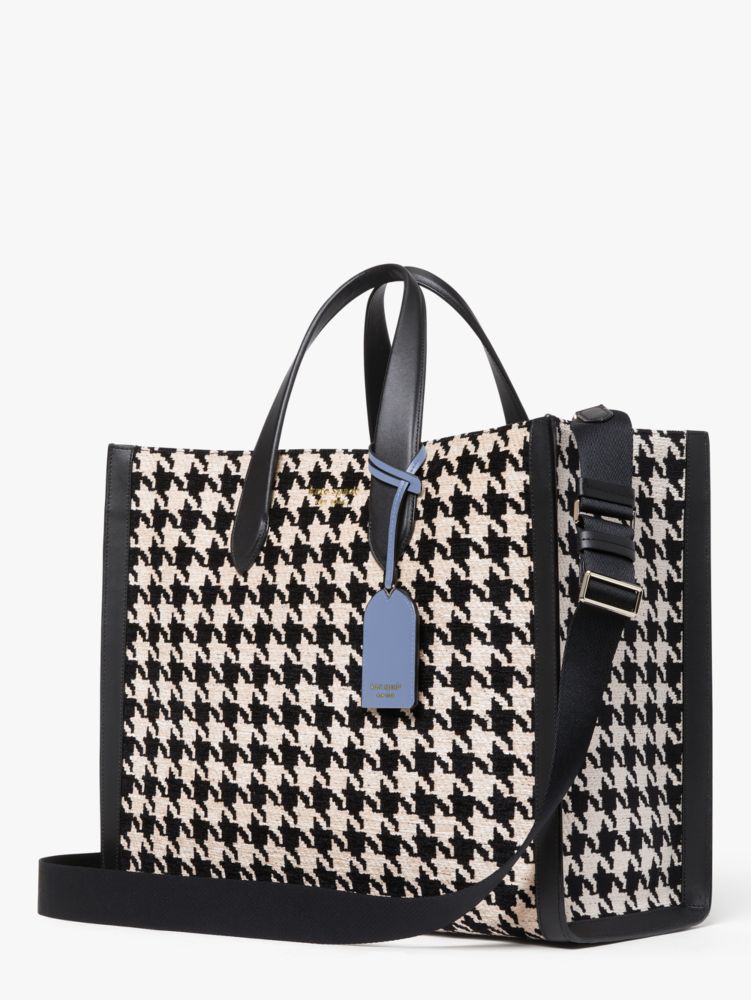 Kate Spade,manhattan houndstooth large tote,tote bags,Large,