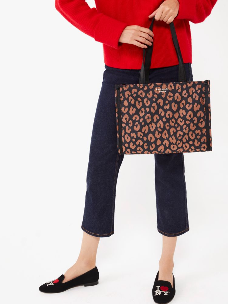 Kate Spade,The Little Better Sam Leopard Medium Tote,tote bags,Medium,Black Multi