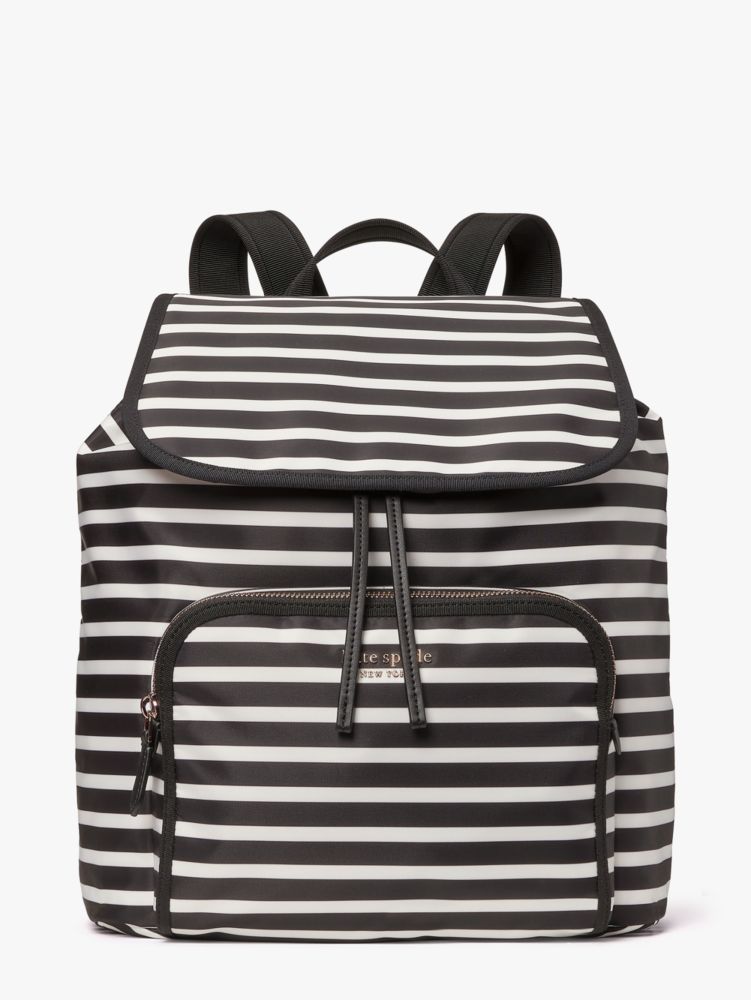 Kate spade black best sale and white striped backpack