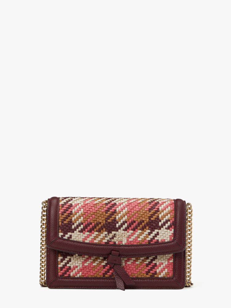 Knott Woven Leather Flap Crossbody Bag