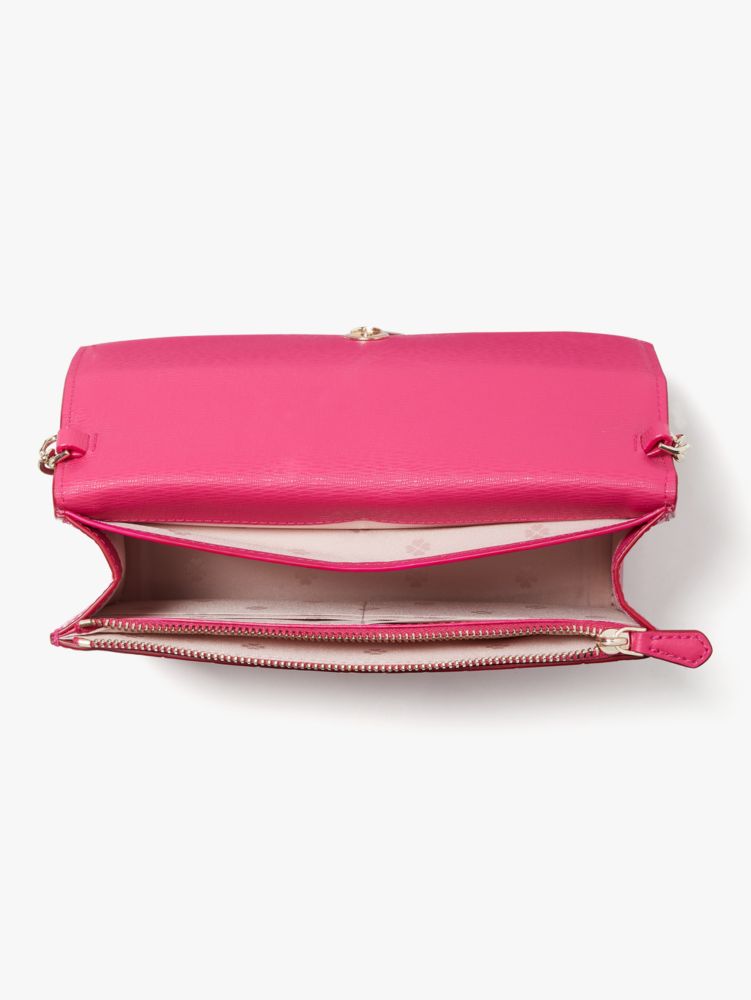 QA_AUTO knott croc-embossed leather flap crossbody, Pomegranate., Product