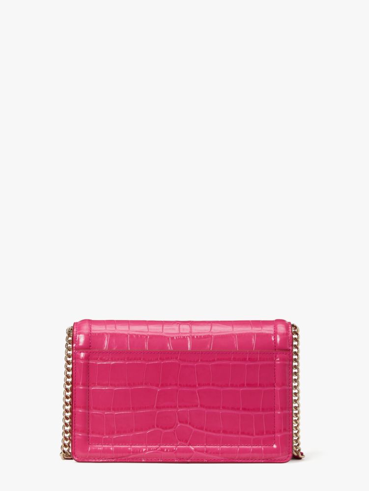 QA_AUTO knott croc-embossed leather flap crossbody, Pomegranate., Product