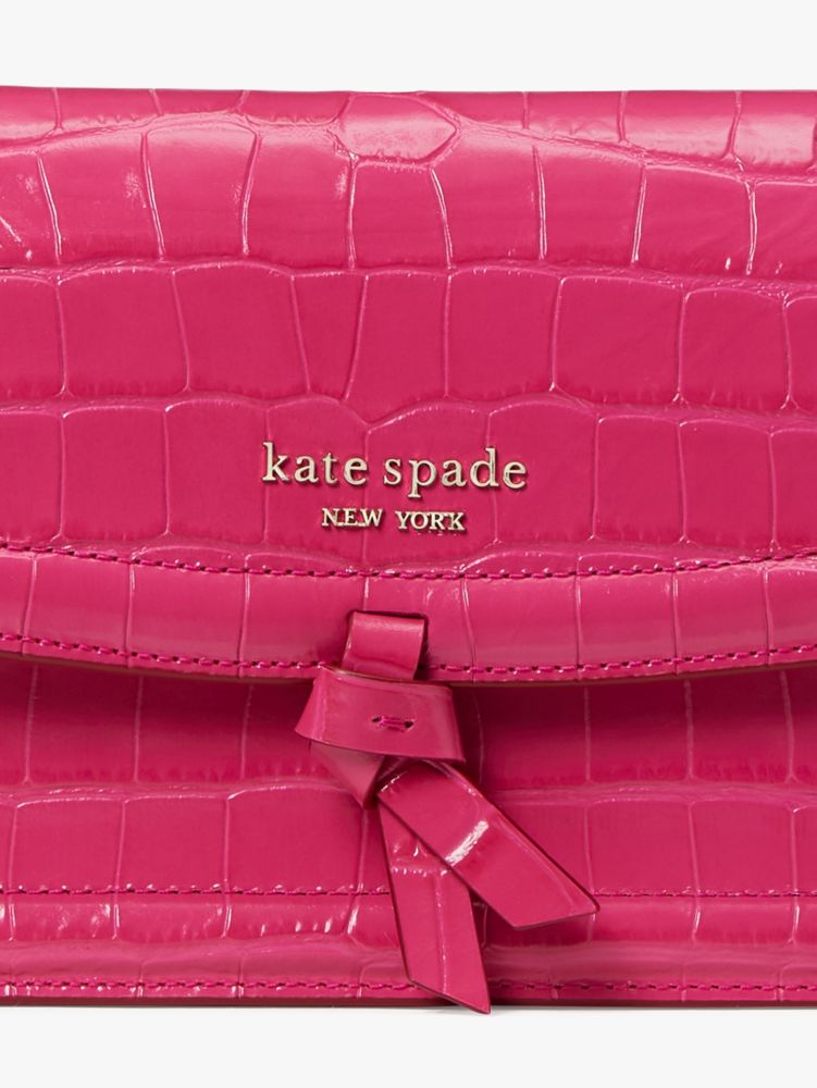 QA_AUTO knott croc-embossed leather flap crossbody, Pomegranate., Product