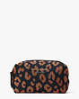 Kate Spade,the little better everything puffy leopard jacquard medium cosmetic case,cosmetic bags,Black Multi
