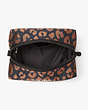Kate Spade,the little better everything puffy leopard jacquard large cosmetic case,cosmetic bags,Black Multi