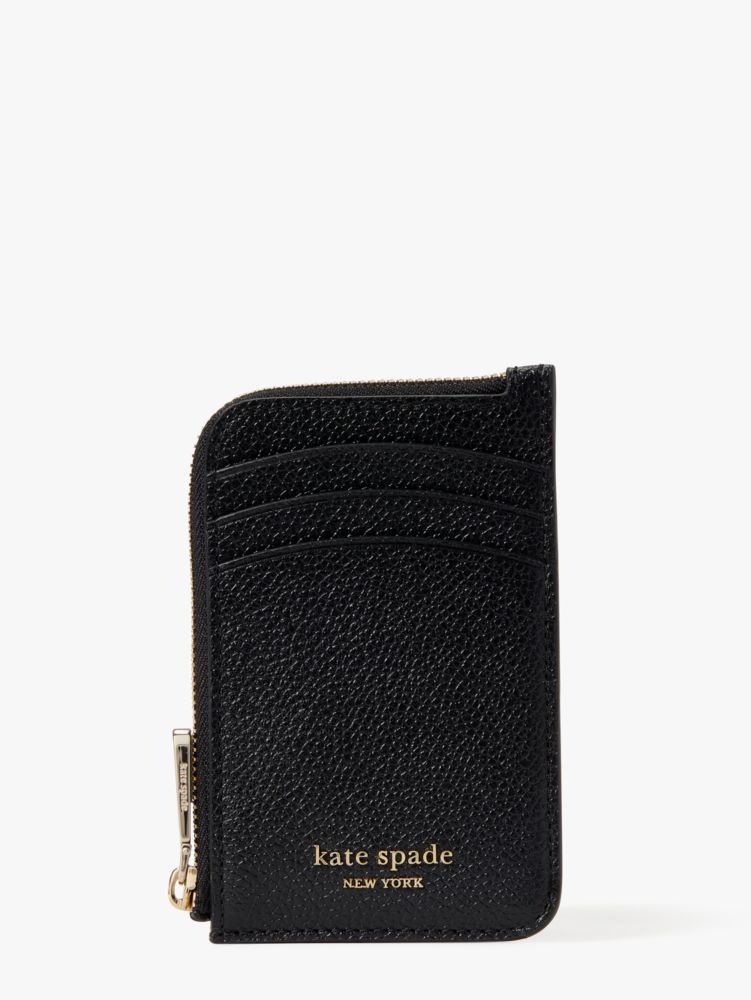 KATE SPADE NEW YORK Zip Around Travel Wallet Pebbled Leather Black