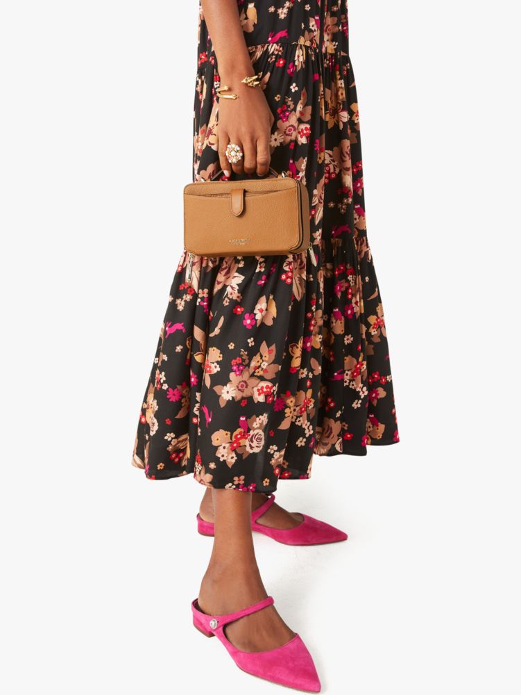 Kate Spade,zip code double-zip crossbody,crossbody bags,Small,Bungalow Brown
