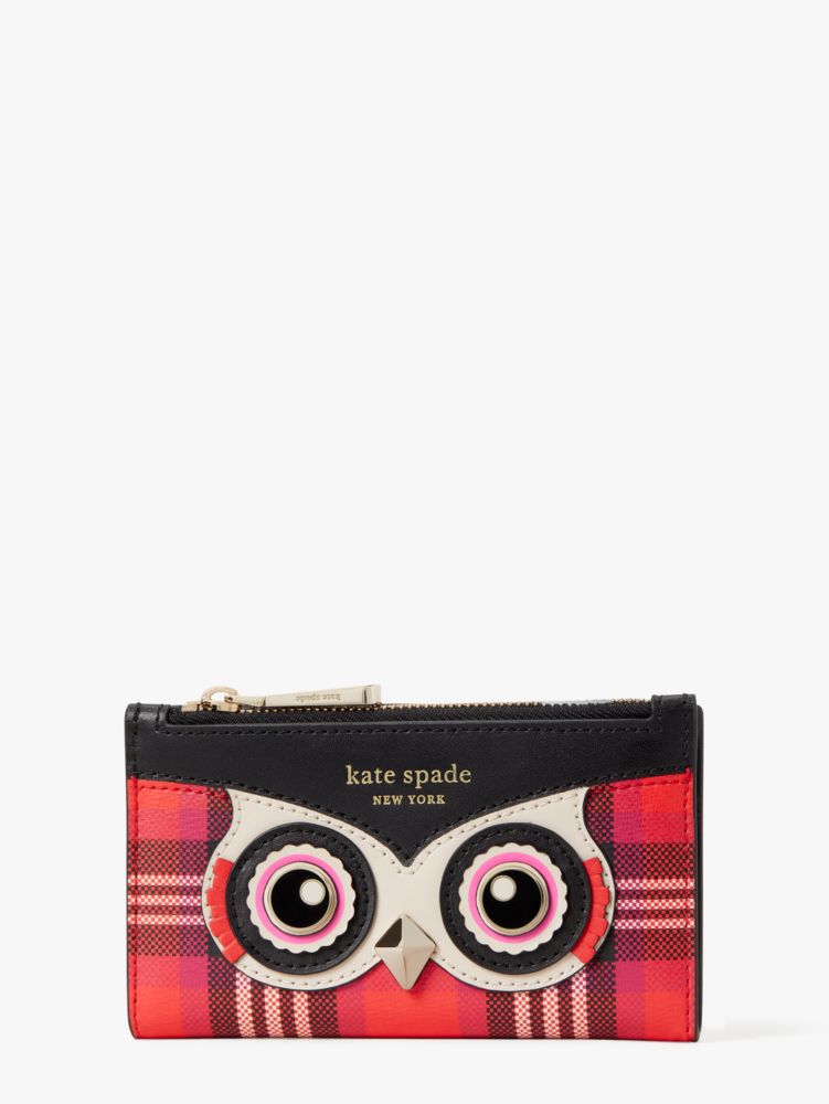 Blinx Plaid Owl Small Slim Bifold Wallet | Kate Spade UK