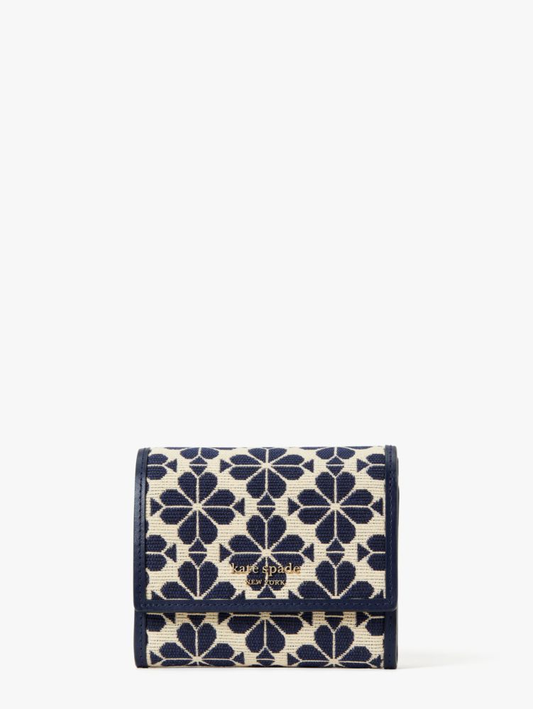 Kate Spade,スペード フラワー ジャカード スモール ジップ ウォレット,財布小物,ブルーマルチ