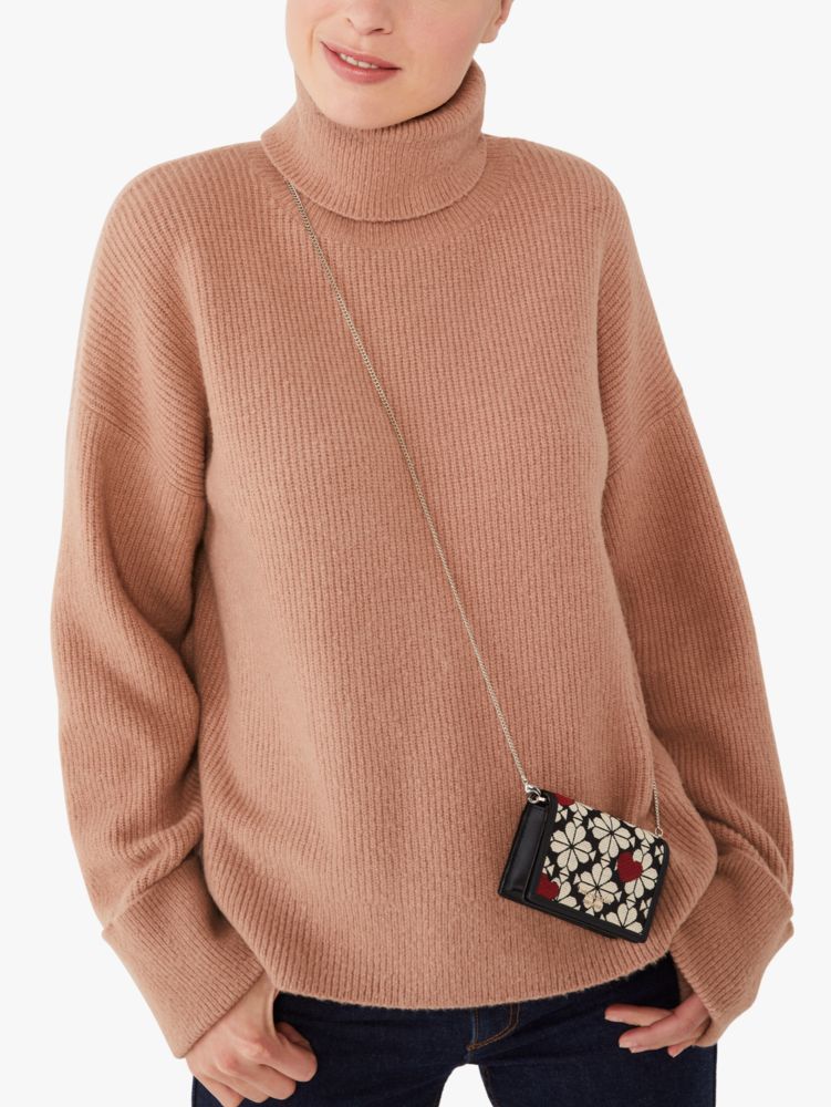 Kate Spade,Spade Flower Jacquard Hearts Chain Cardholder,