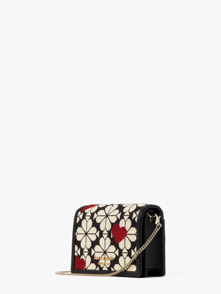 Spade Flower Jacquard Hearts Chain Cardholder, , Product
