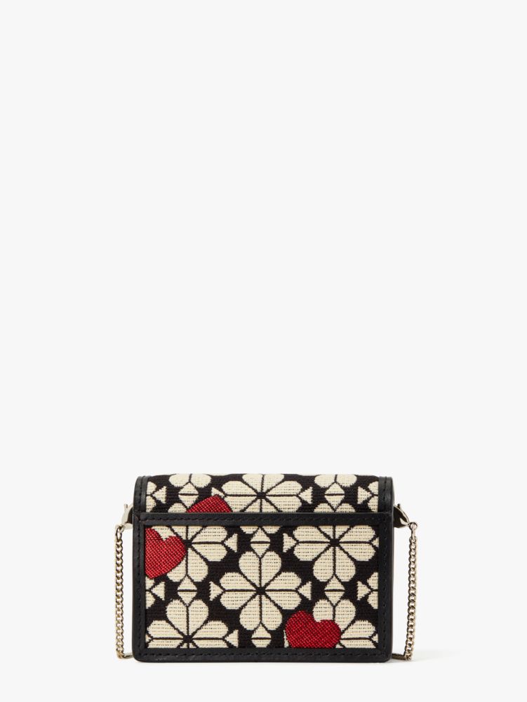 Kate Spade,Spade Flower Jacquard Hearts Chain Cardholder,
