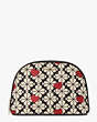 Kate Spade,spade flower jacquard hearts large dome cosmetic case,cosmetic bags,Black Multi