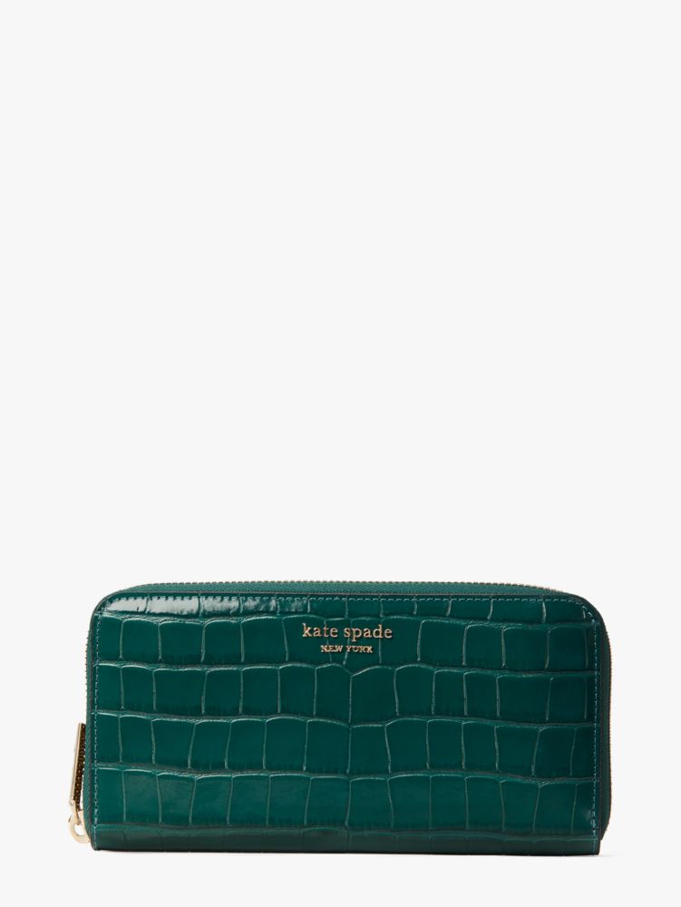 Spencer Croc Embossed Leather Zip Around Continental Wallet Kate Spade UK