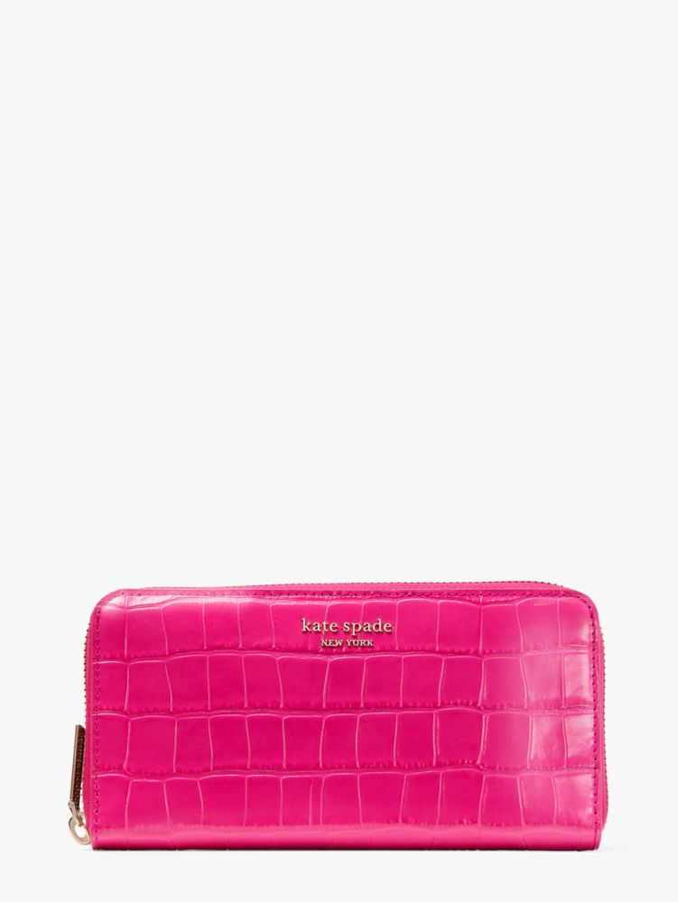 Spencer Croc embossed Leather Zip around Continental Wallet Kate Spade BE