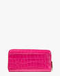 Kate Spade,spencer croc-embossed leather zip-around continental wallet,Festive Pink