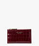 Kate Spade,spencer croc-embossed leather small slim bifold wallet,Grenache