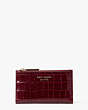 Kate Spade,spencer croc-embossed leather small slim bifold wallet,Grenache