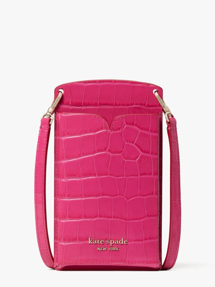 Kate Spade Womens Spencer Croco-Embossed Leather Phone Crossbody Bag OS,  Festive Pink