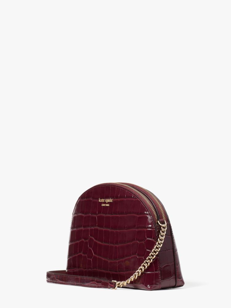 Spencer Croc-embossed Leather Double-zip Dome Crossbody, , Product