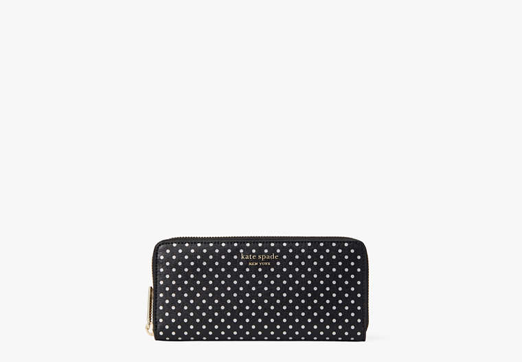 Kate Spade,Spencer Metallic Dot Slim Continental Wallet,Black Multi