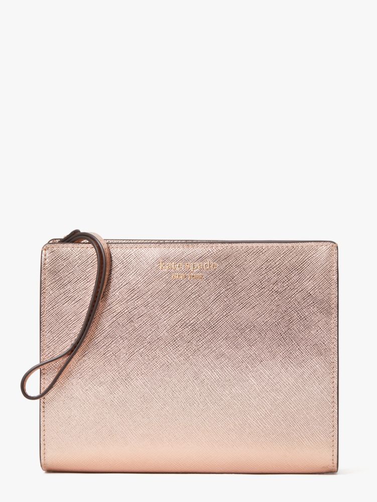 New Kate Spade Metallic Saffiano Leather Rose Gold CARSON