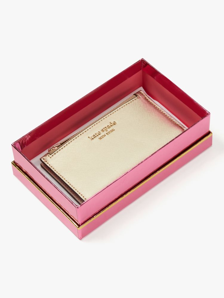 Kate Spade,Spencer Metallic Small Slim Bifold Wallet,