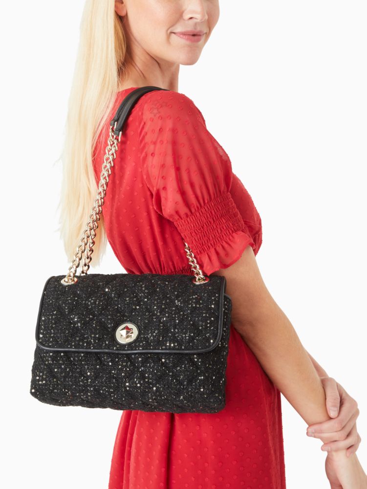 New Kate Spade $429 Black Quilted Leather NATALIA Flap Shoulder Bag Pu –  Annie's Unique Accessories