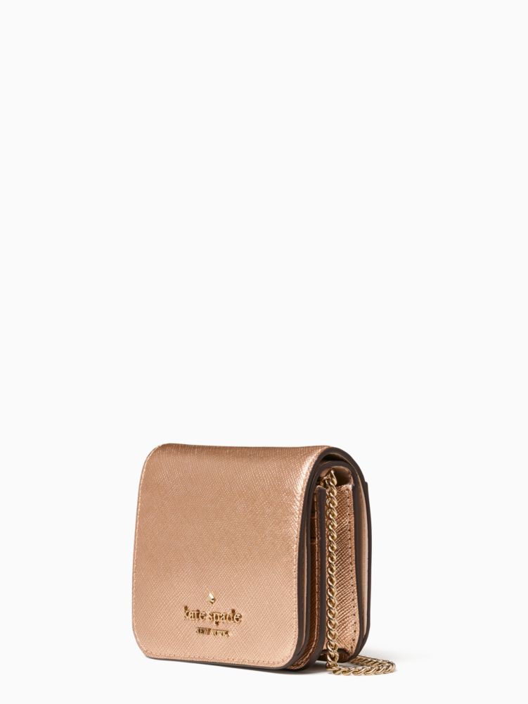 Kate Spade,staci cardcase on a chain,crossbody bags,Glittering Rose Metallic