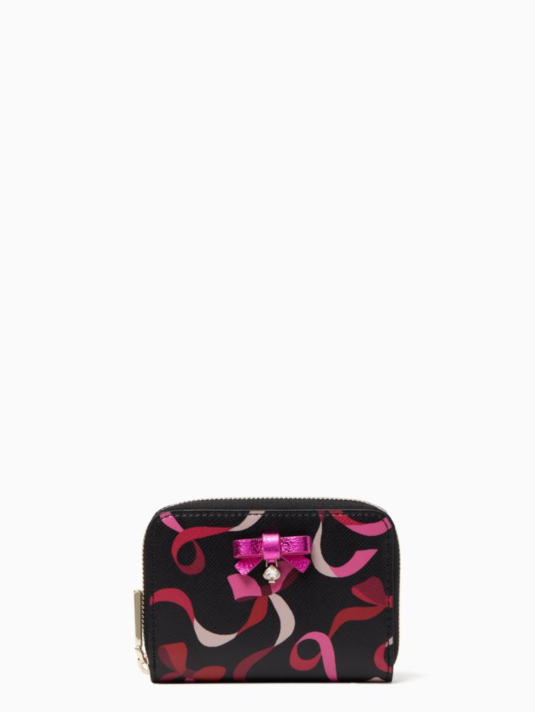 Kate Spade,ラッピング パーティー スモール ジップ アラウンド カード ケース ウォレット,財布小物,ブラックマルチ